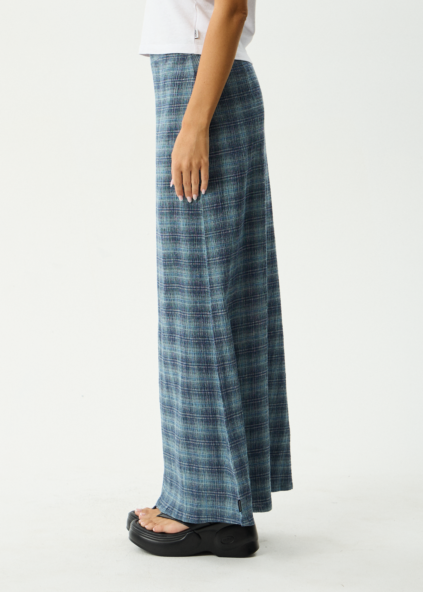 AFENDS Womens Position - Seersucker Maxi Skirt - Navy Check